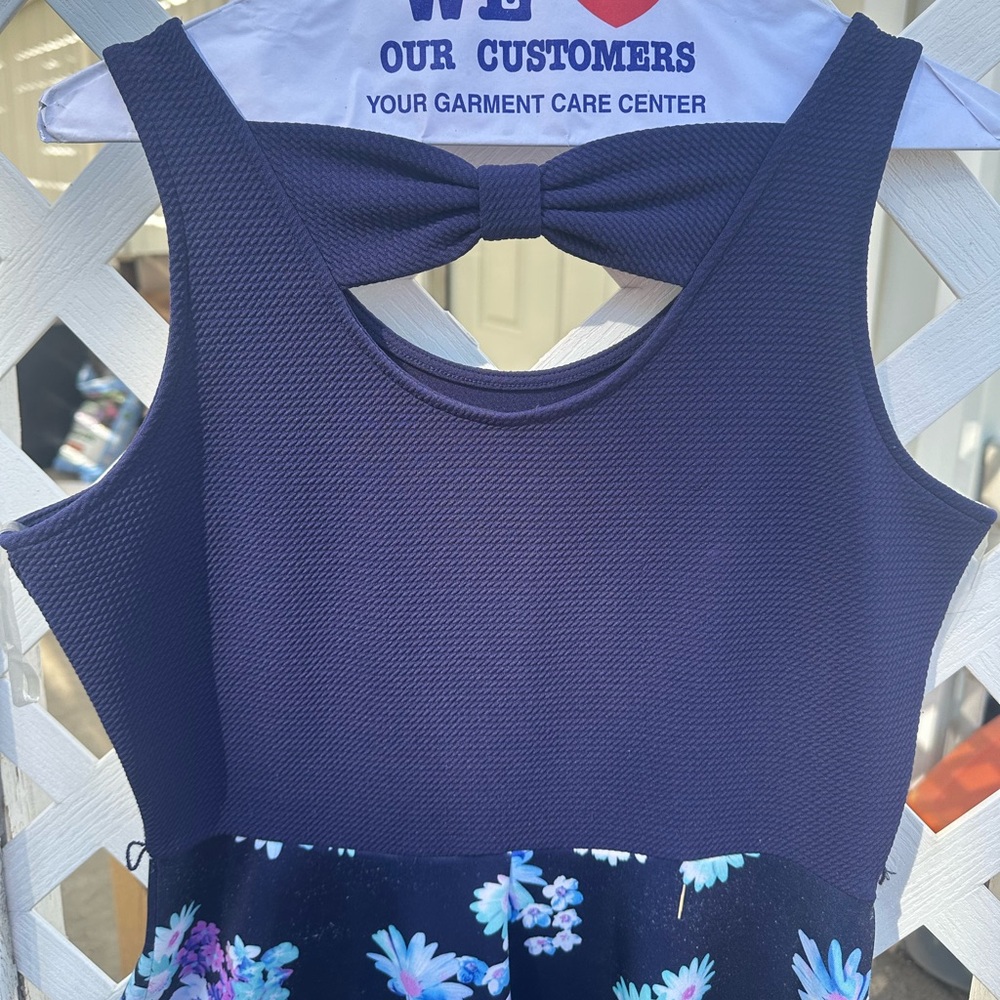 Dark Blue and Floral Justice Dress